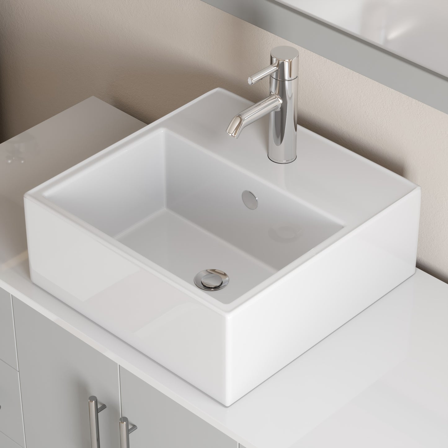 Complete 48" Gray Vanity Set with Polished Chrome Plumbing