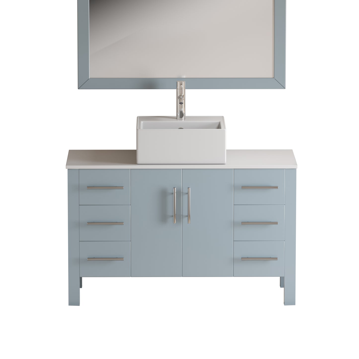 Complete 48" Gray Vanity Set with Polished Chrome Plumbing