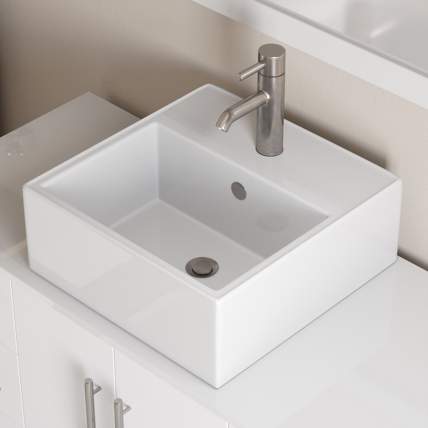 Complete 48" White Vanity Set with Brushed Nickel Plumbing