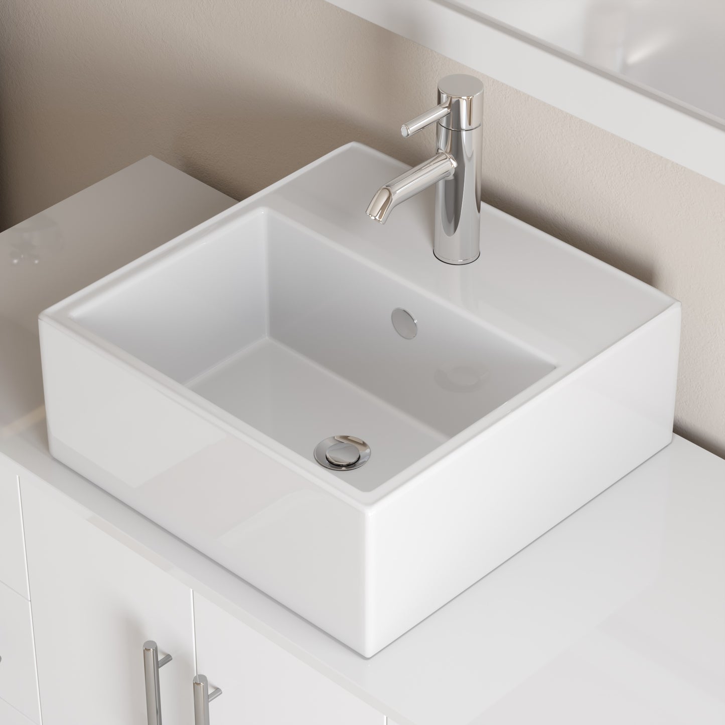 Complete 48" White Vanity Set with Polished Chrome Plumbing