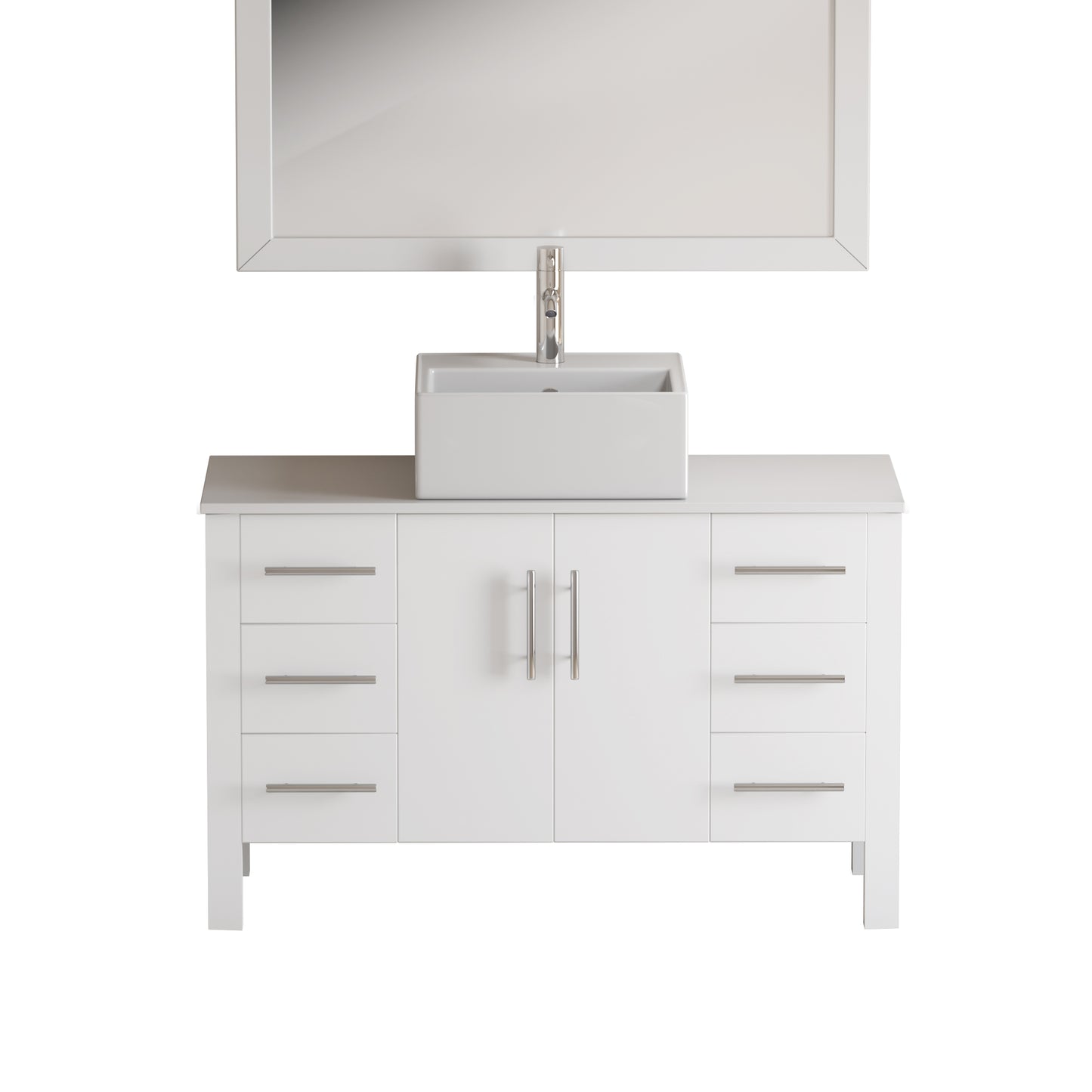 Complete 48" White Vanity Set with Polished Chrome Plumbing