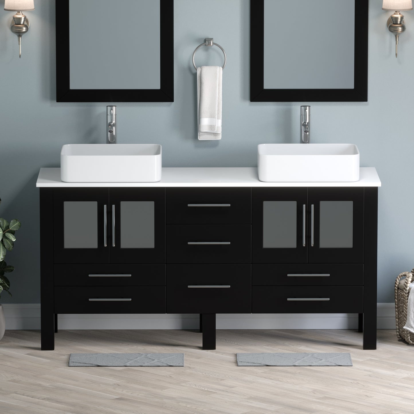 Complete 63" Vanity Set with Polished Chrome Pluming
