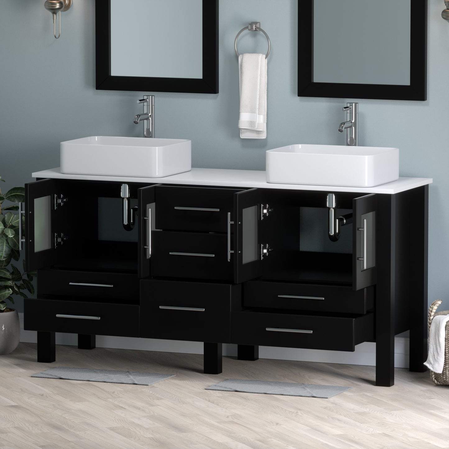 Complete 63" Vanity Set with Polished Chrome Pluming