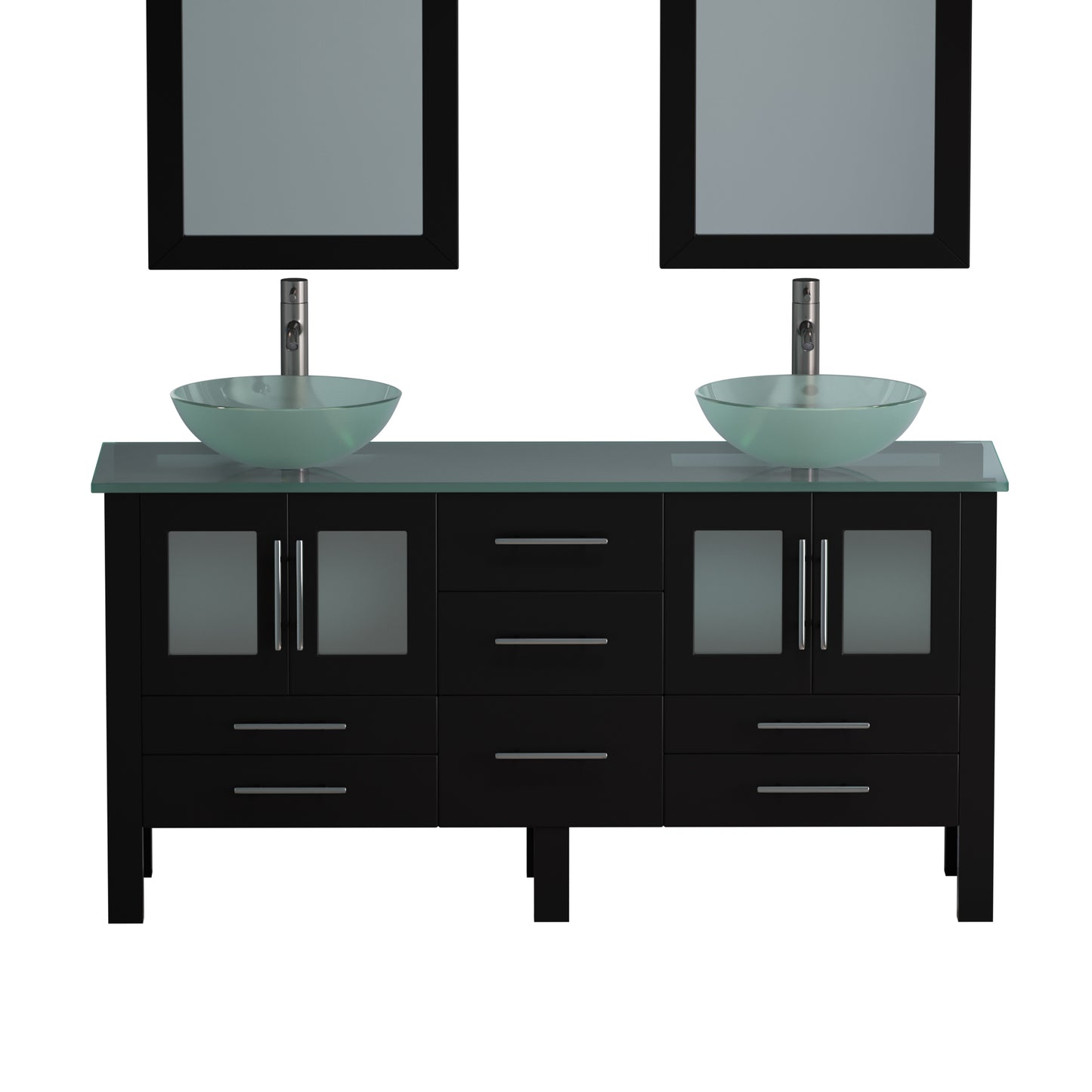 Complete 63" Vanity Set with Brushed Nickel Plumbing