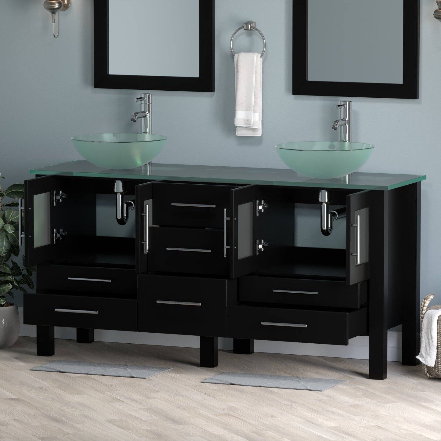 Complete 63" Vanity Set with Polished Chrome Pluming