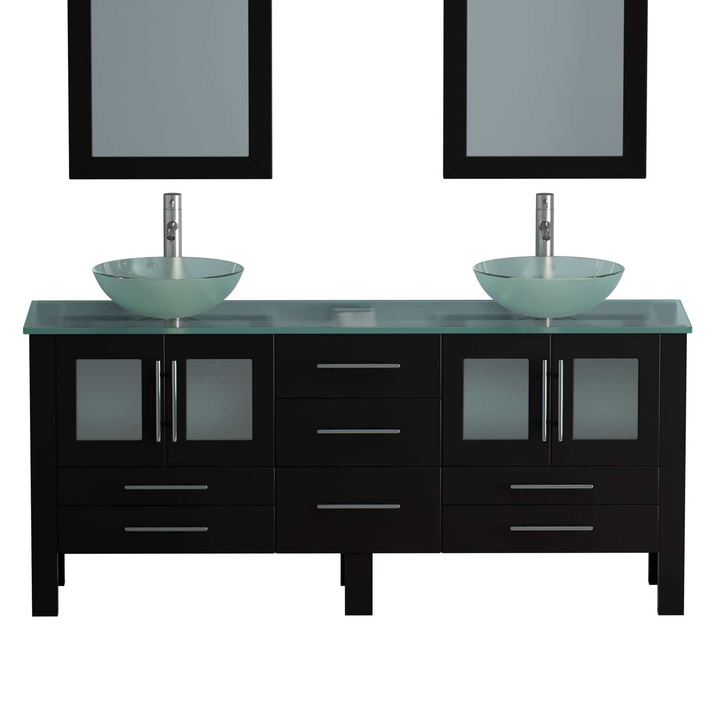 Complete 72" Vanity Set with Brushed Nickel Plumbing