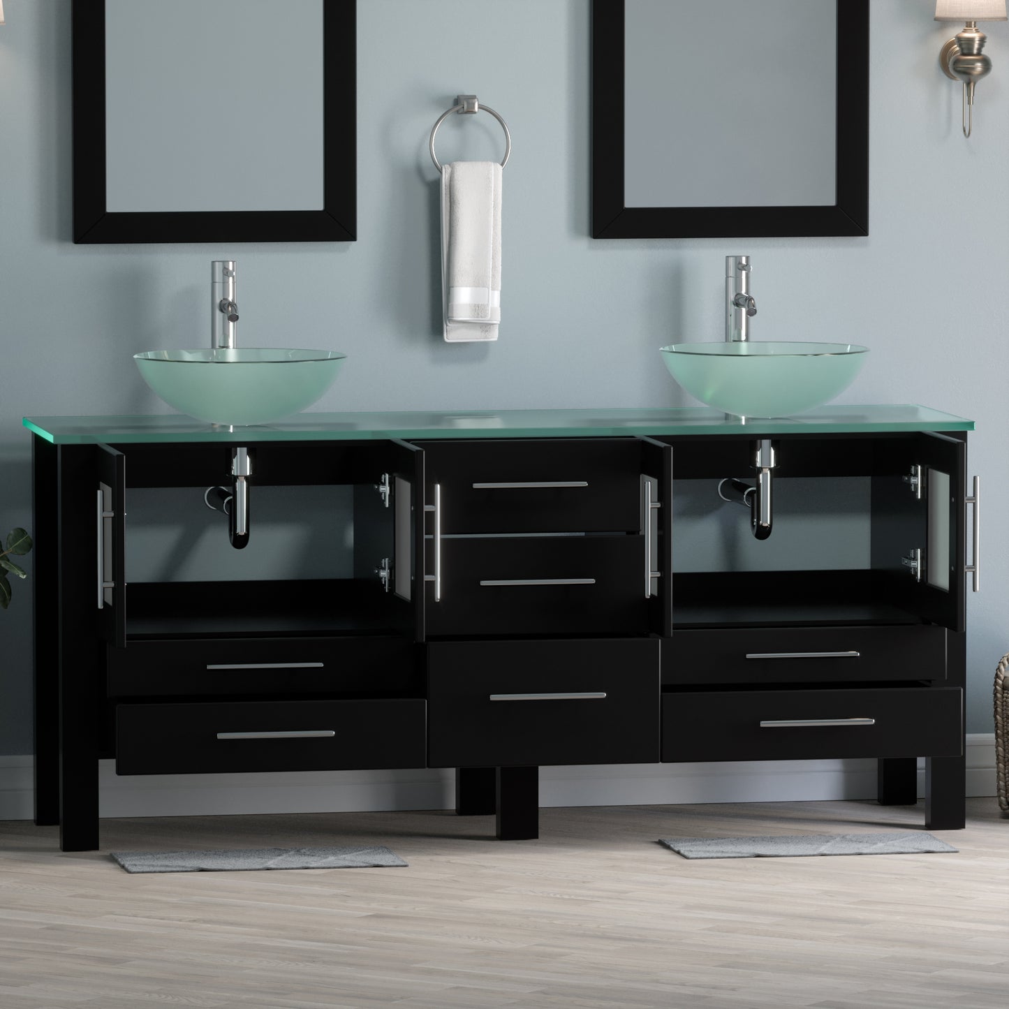 Complete 72" Vanity Set with Polished Chrome Plumbing