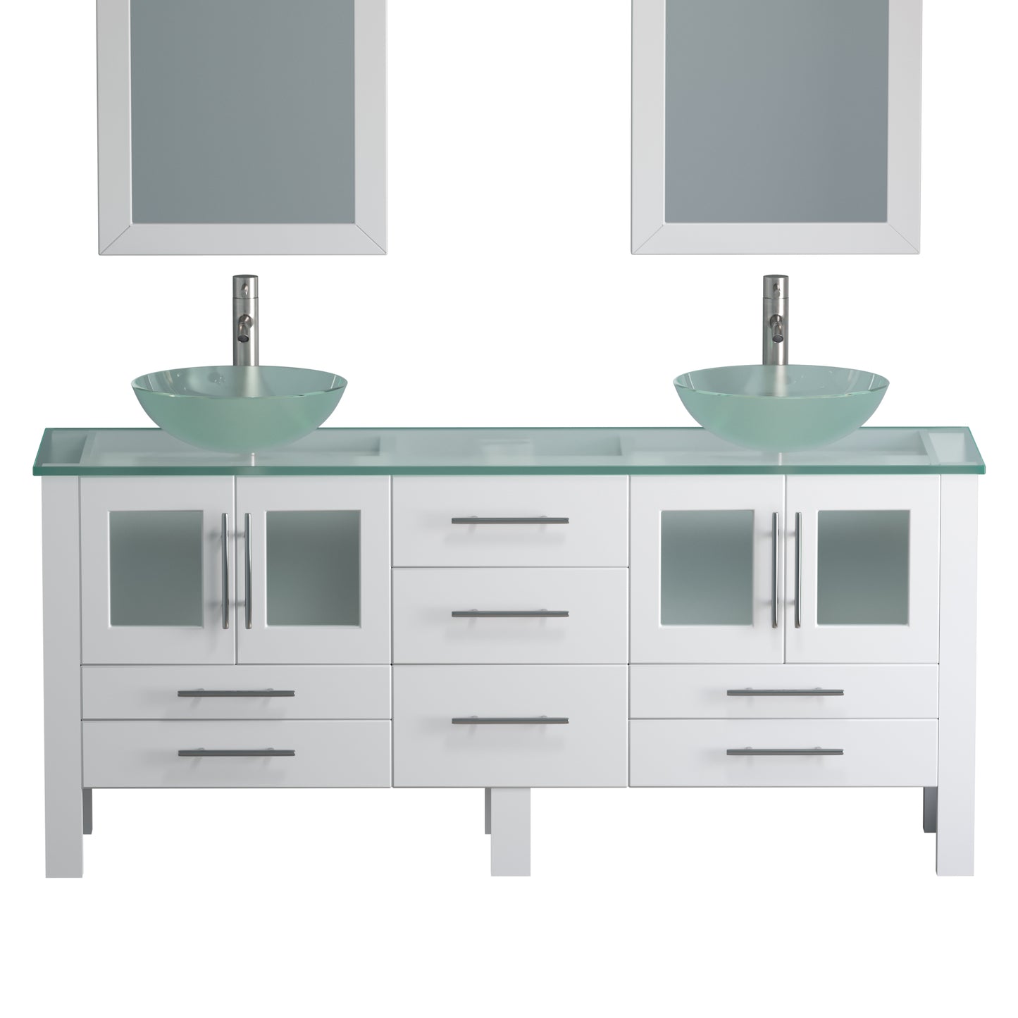 Complete 72" Vanity Set with Brushed Nickel Plumbing