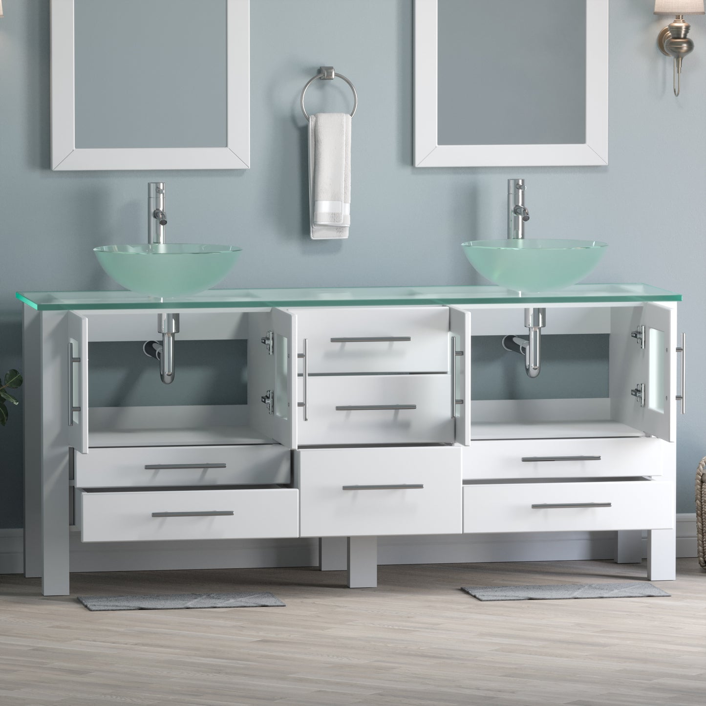 Complete 72" Vanity Set with Polished Chrome Plumbing