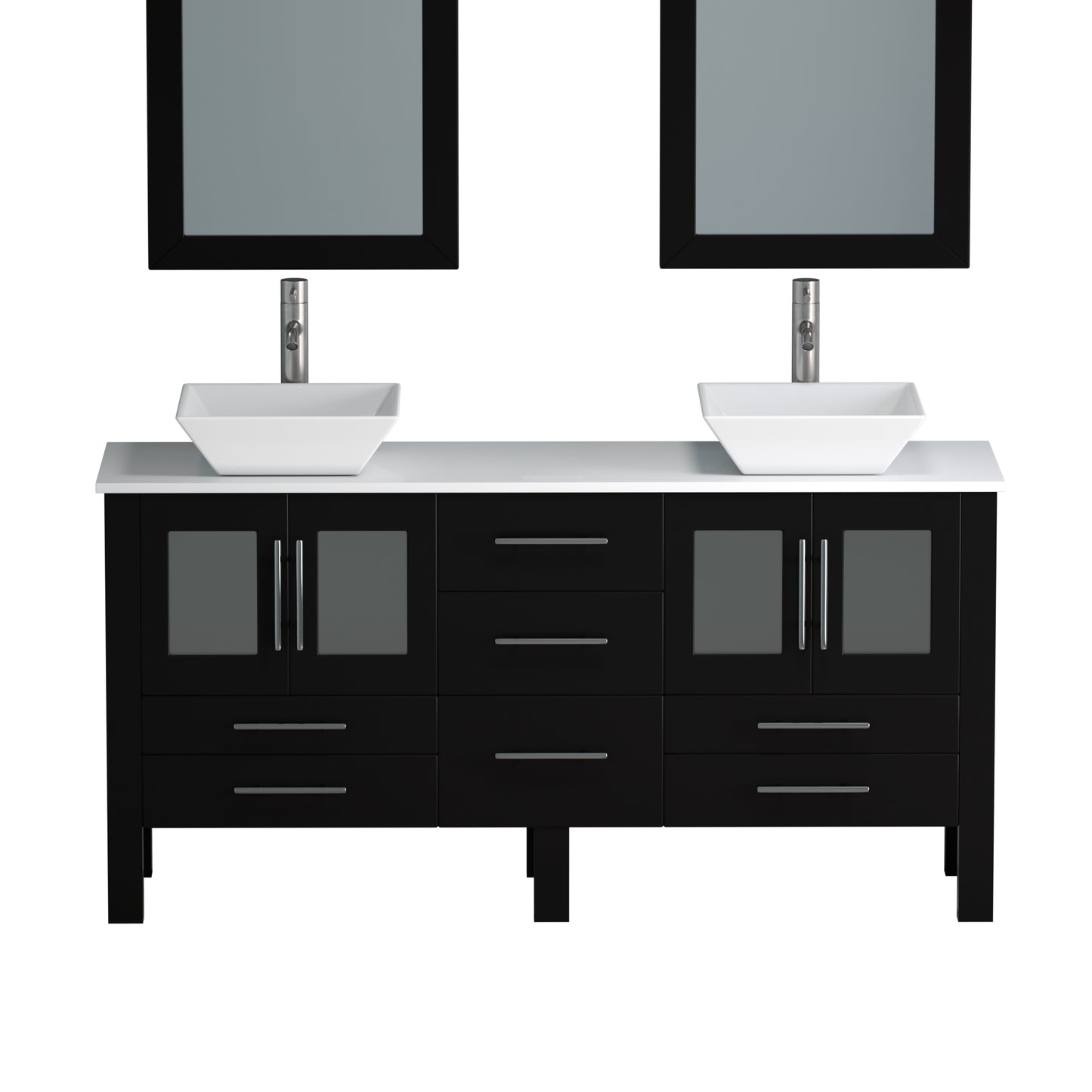Complete 63" Vanity Set with Brushed Nickel Plumbing