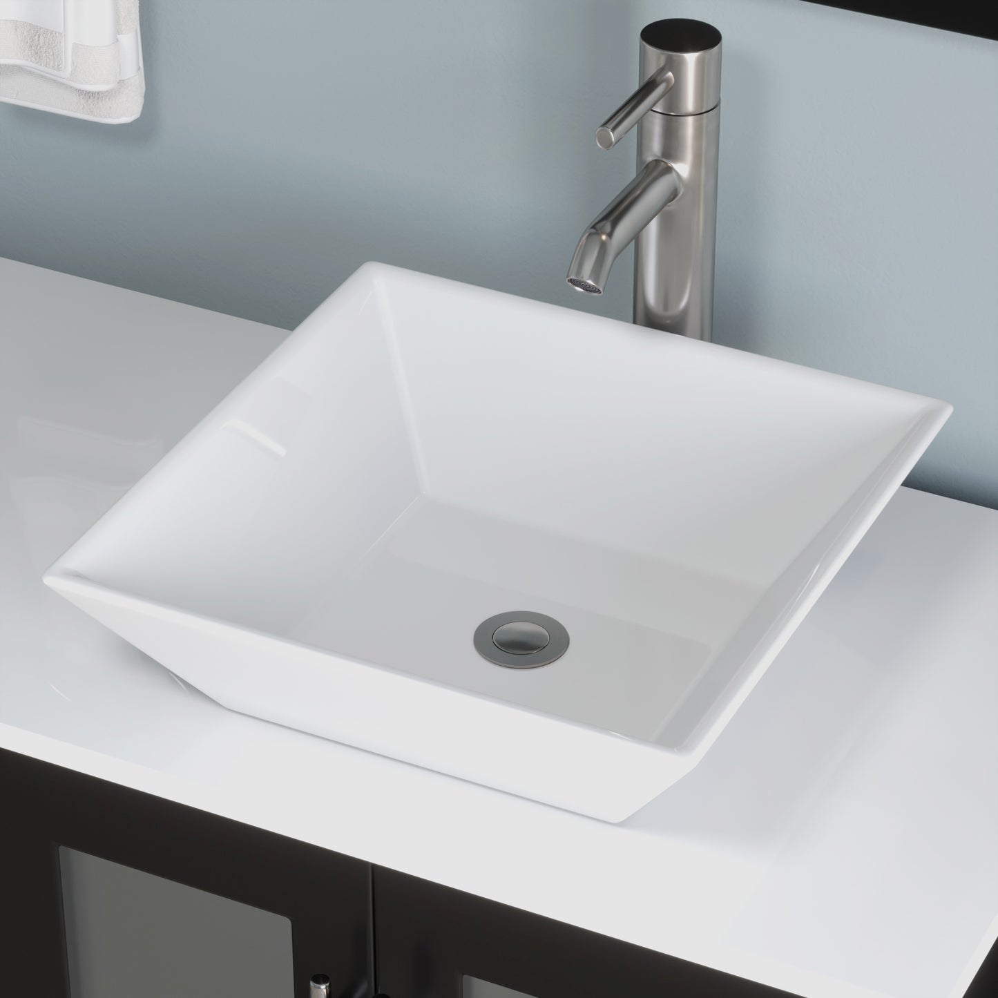 Complete 63" Vanity Set with Brushed Nickel Plumbing