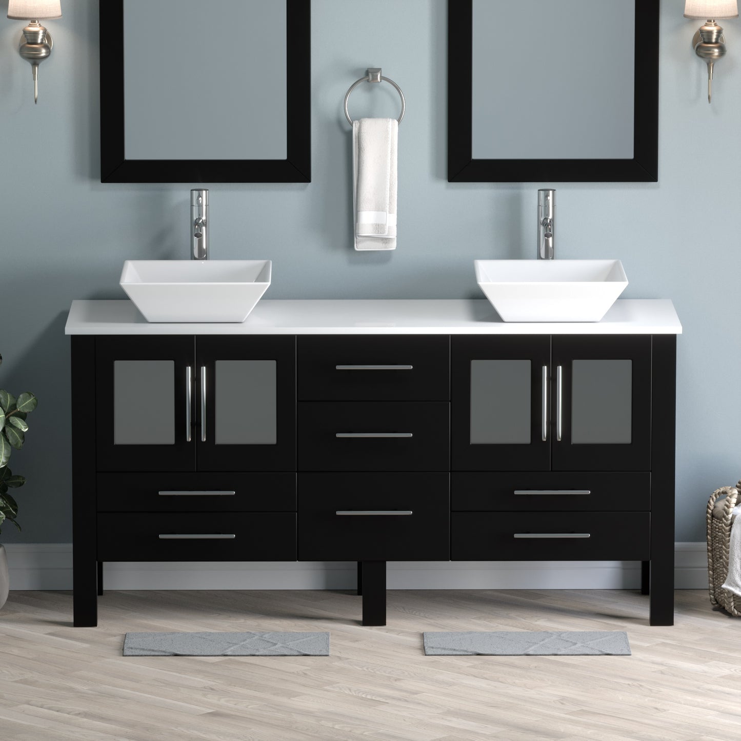Complete 63" Vanity Set with Polished Chrome Pluming