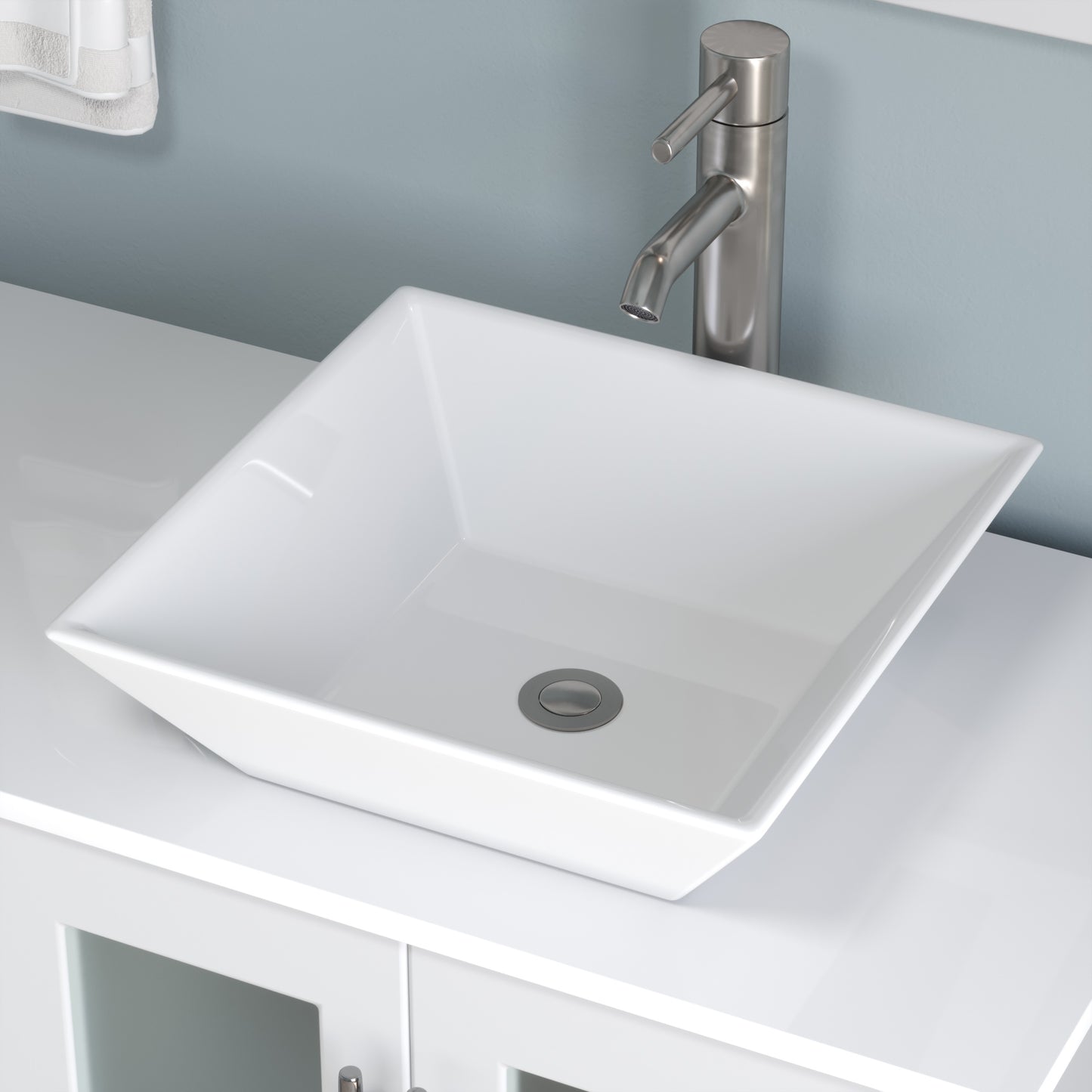 Complete 63" Vanity Set with Brushed Nickel Plumbing