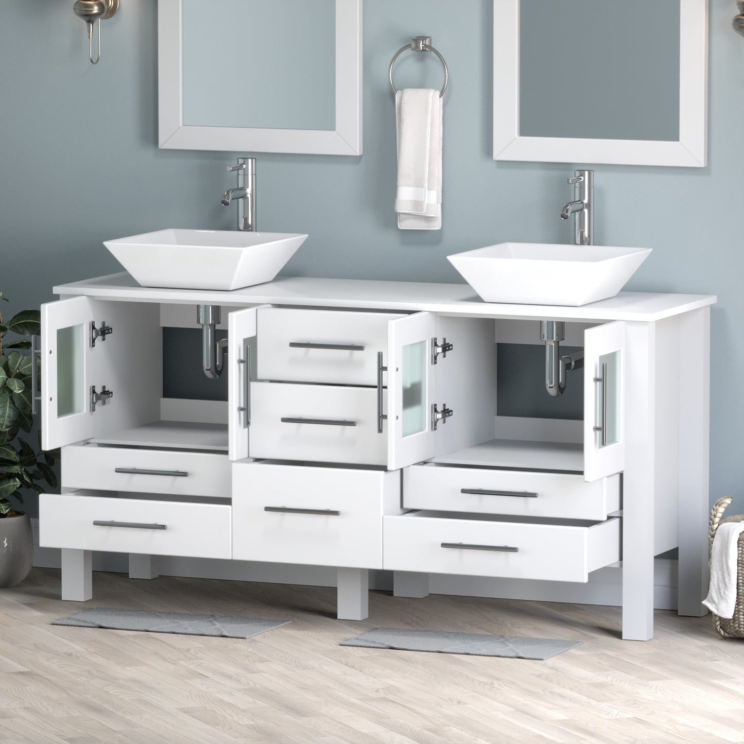 Complete 63" Vanity Set with Polished Chrome Pluming