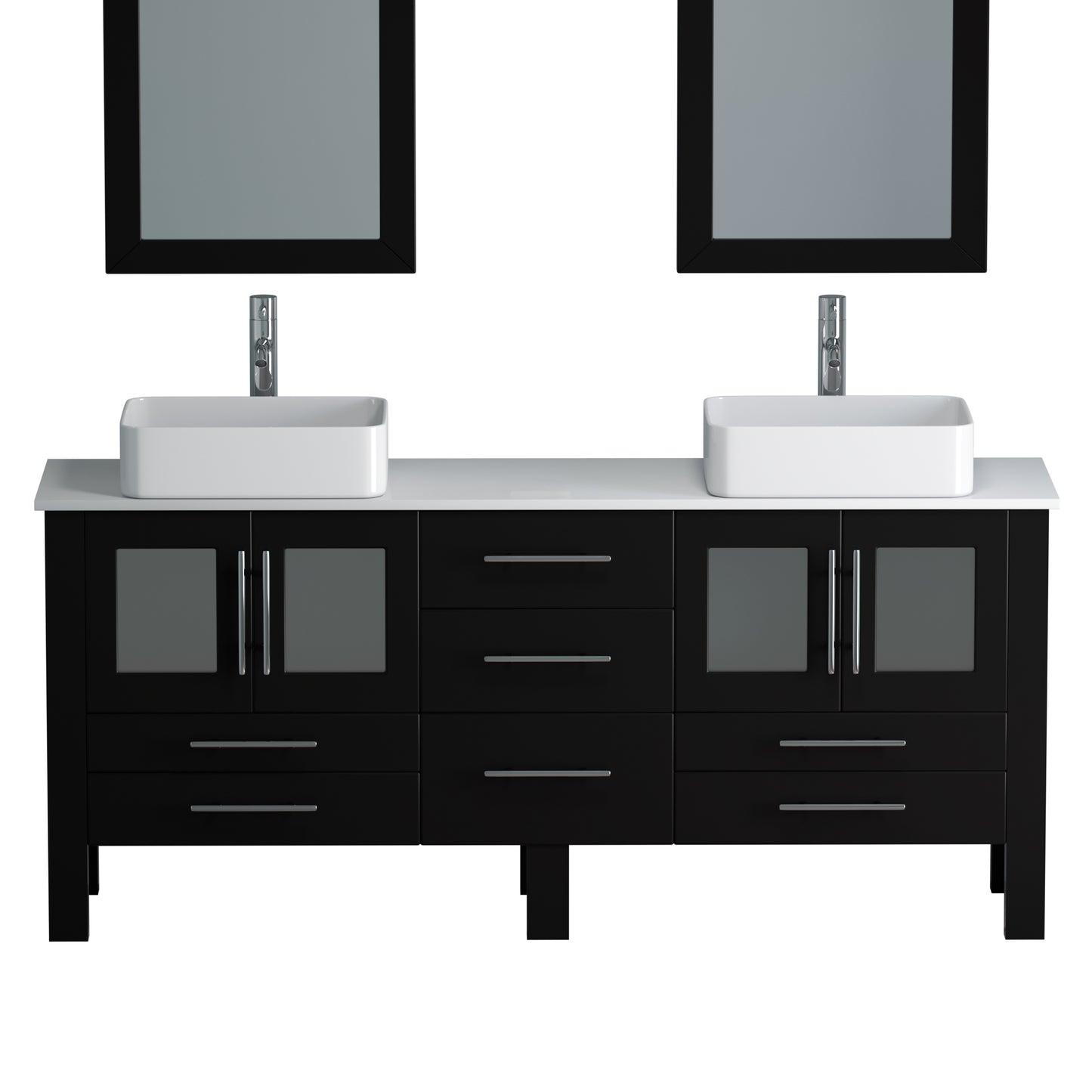 Complete 71" Espresso Vanity Set with Polished Chrome Plumbing