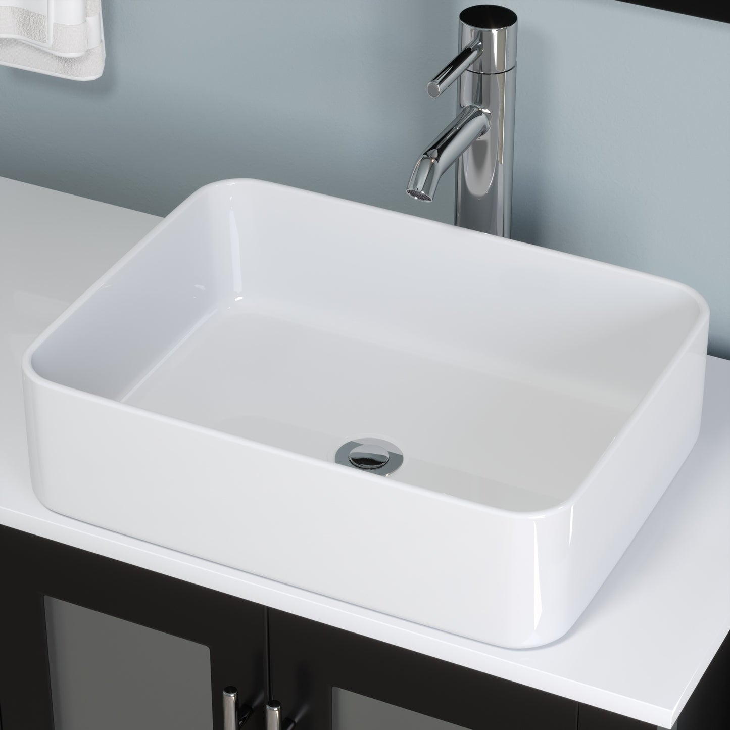 Complete 71" Espresso Vanity Set with Polished Chrome Plumbing