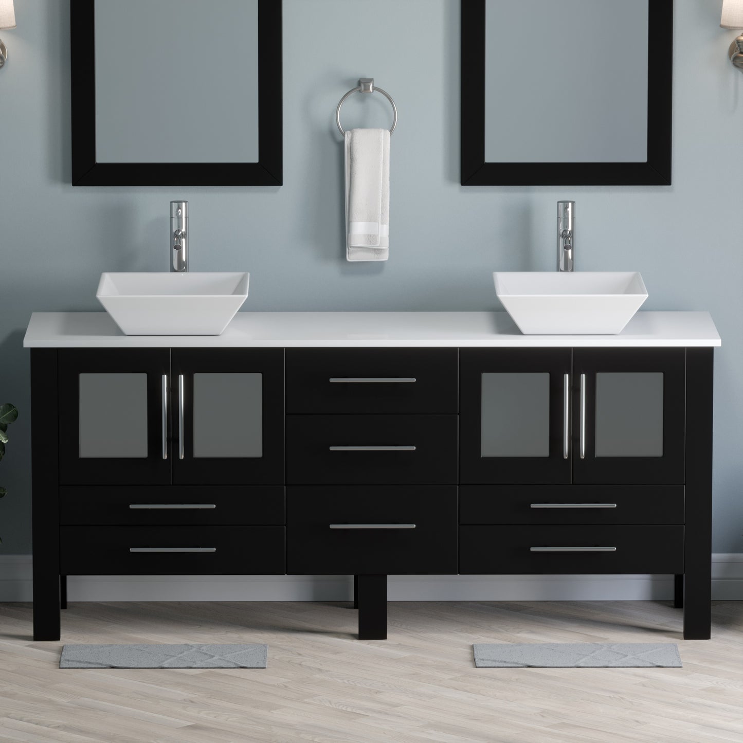 Complete 71" Vanity Set with Polished Chrome Plumbing