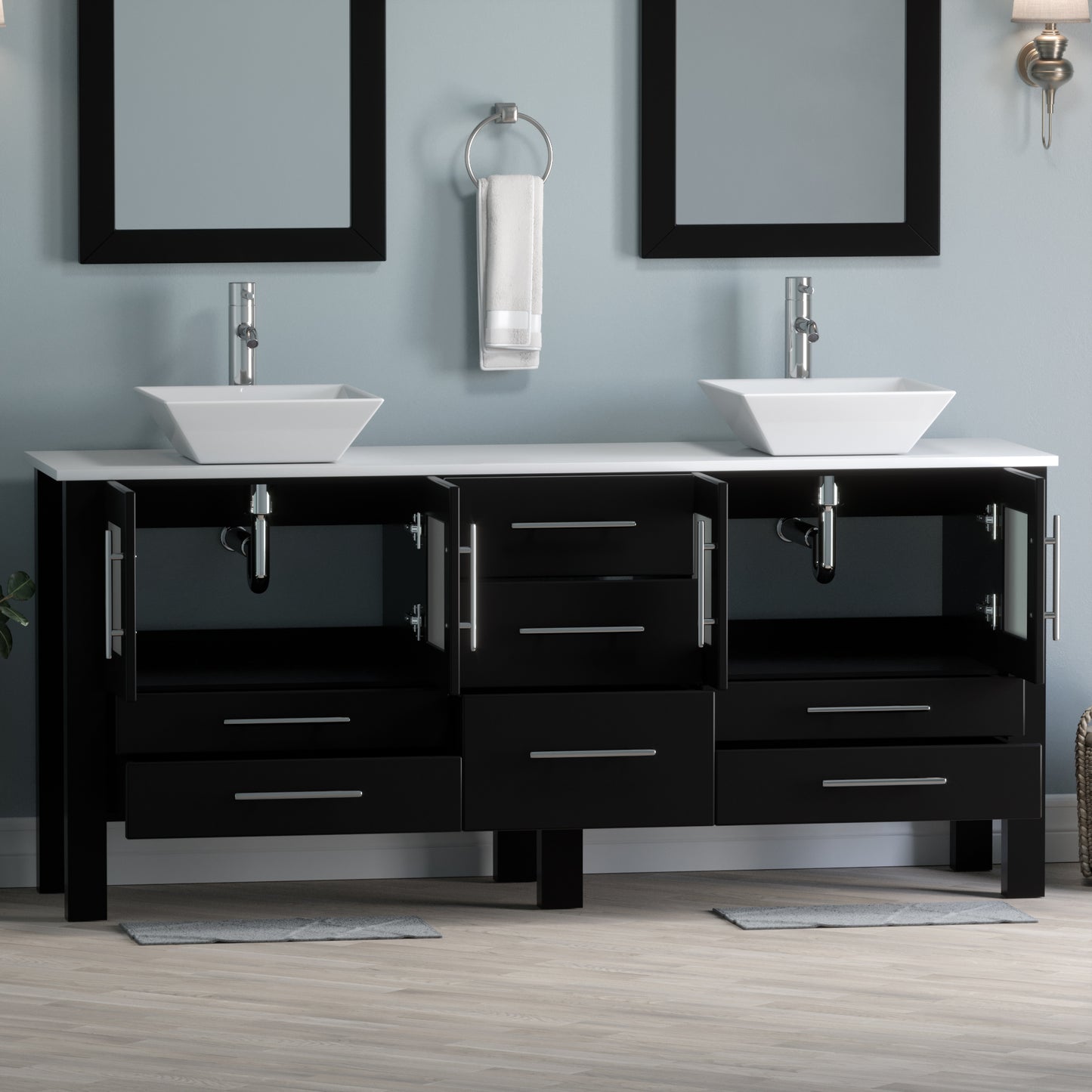 Complete 71" Vanity Set with Polished Chrome Plumbing