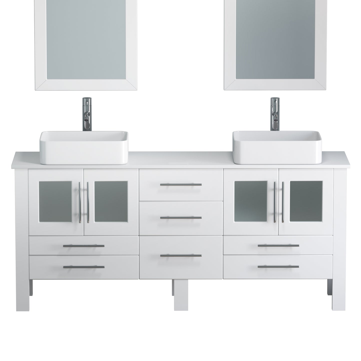 Complete 71" White Vanity Set with Polished Chrome Plumbing