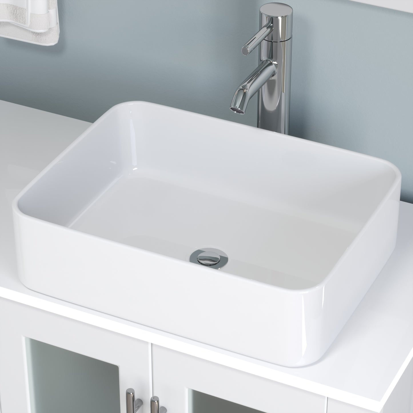 Complete 71" White Vanity Set with Polished Chrome Plumbing