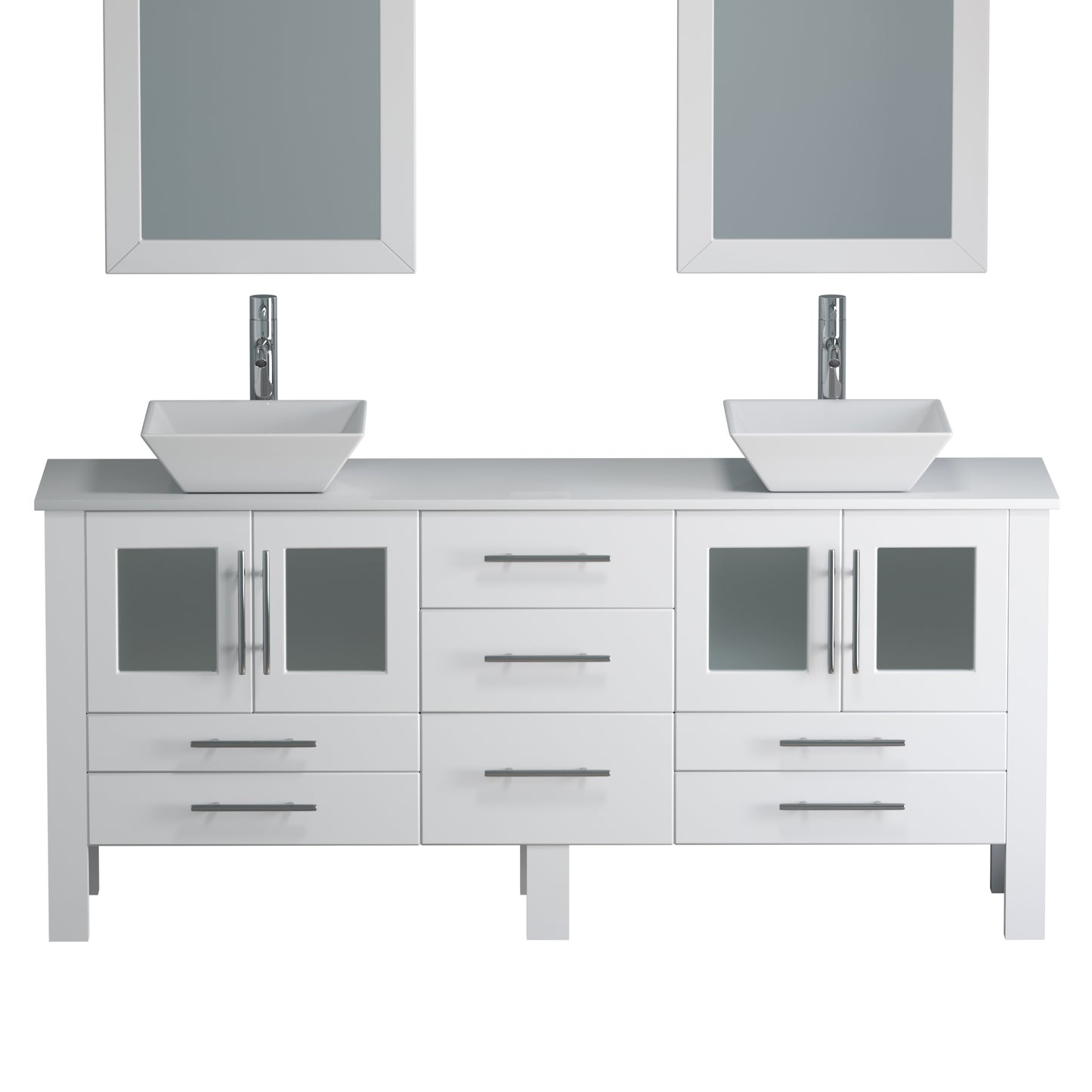Complete 71" White Vanity Set with Polished Chrome Plumbing