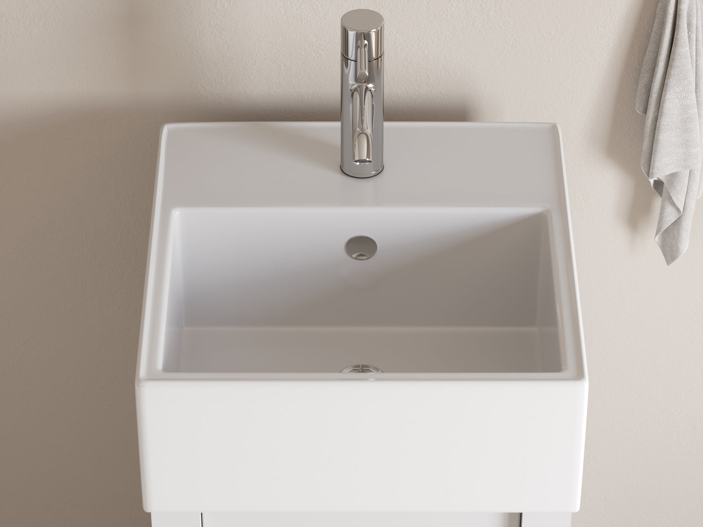 Complete 18" White Vanity Set with Polished Chrome Faucet and Drain