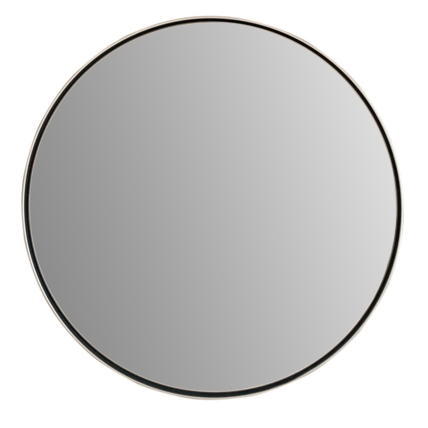Round Metal Frame Mirror in Brushed Silver