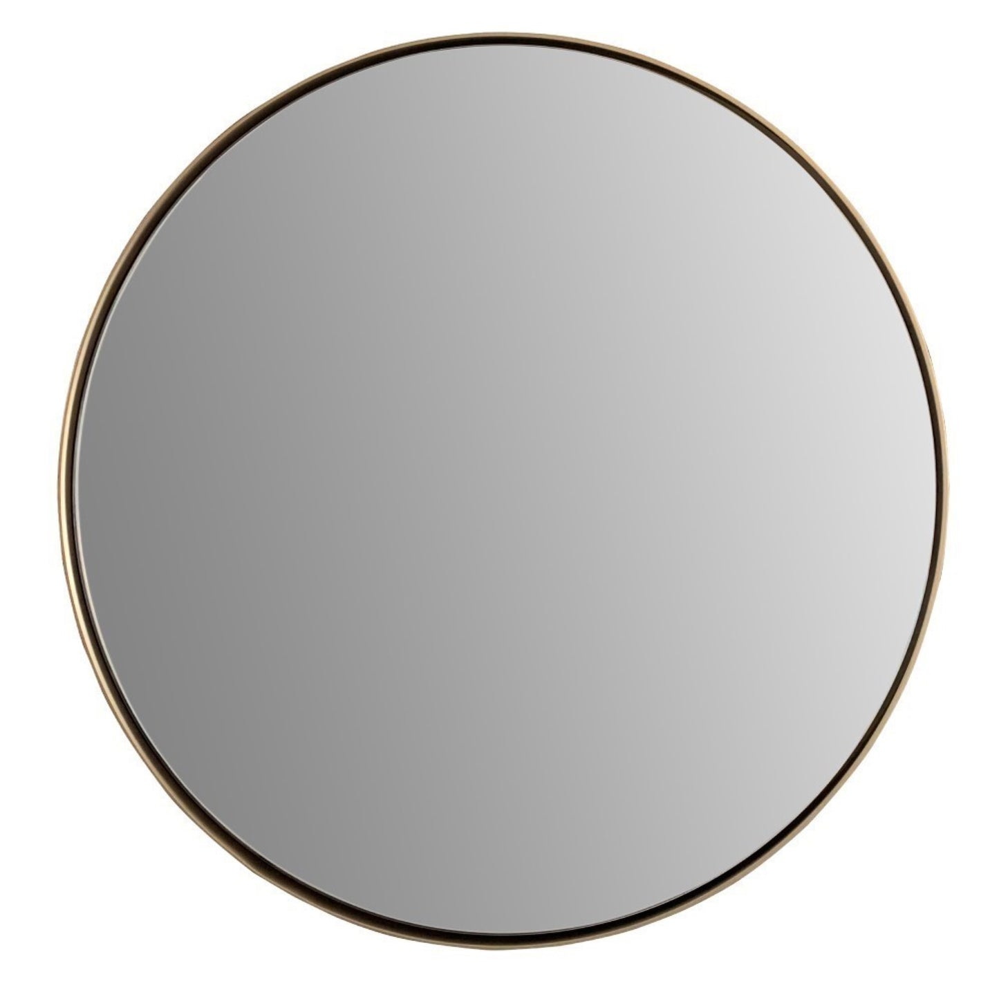 Round Metal Frame Mirror in Brushed Gold