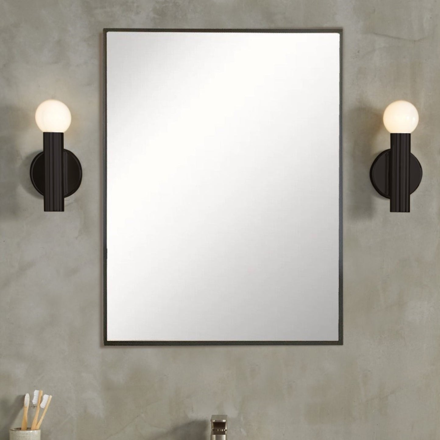Rectangular Metal Frame Mirror in Matte Black