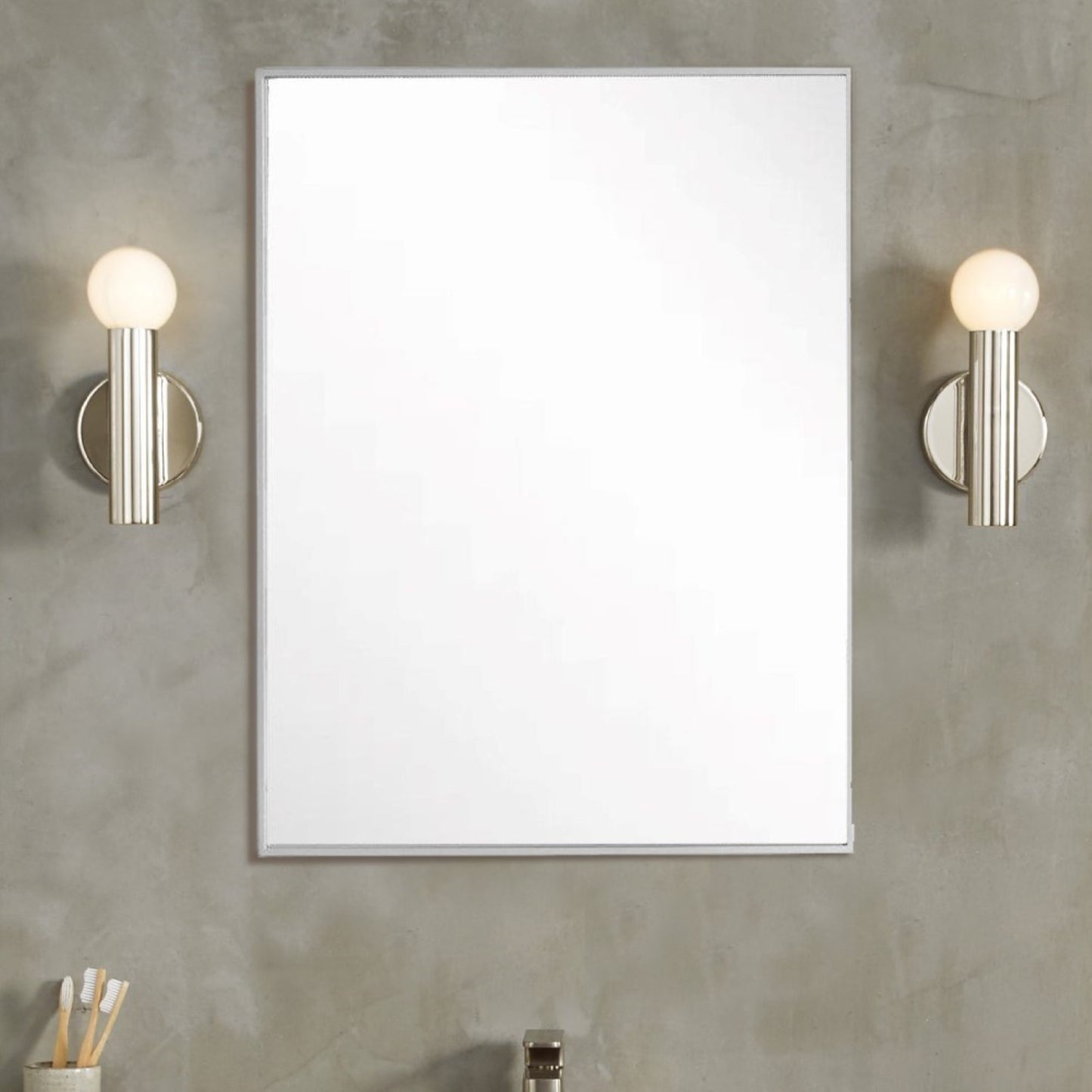 Rectangular Metal Frame Mirror in Brushed Silver
