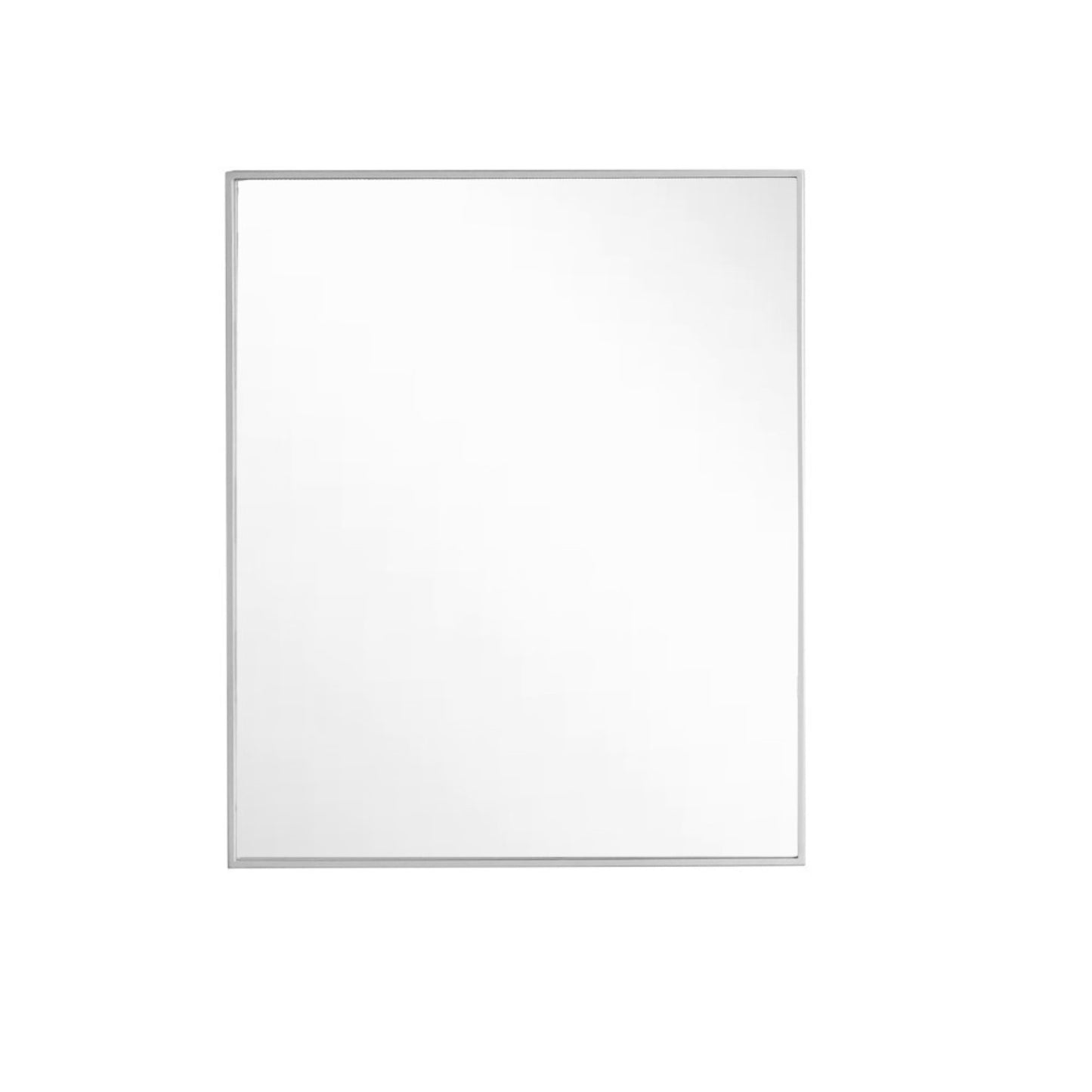 Rectangular Metal Frame Mirror in Brushed Silver