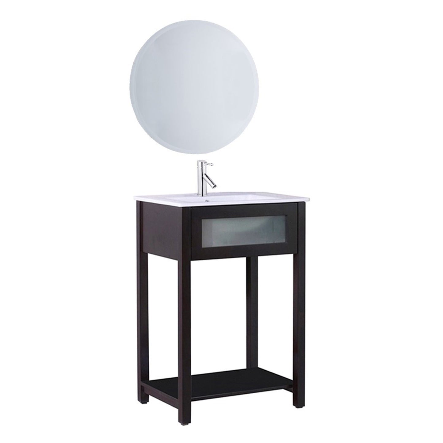 24" Single sink vanity manufactured wood espresso