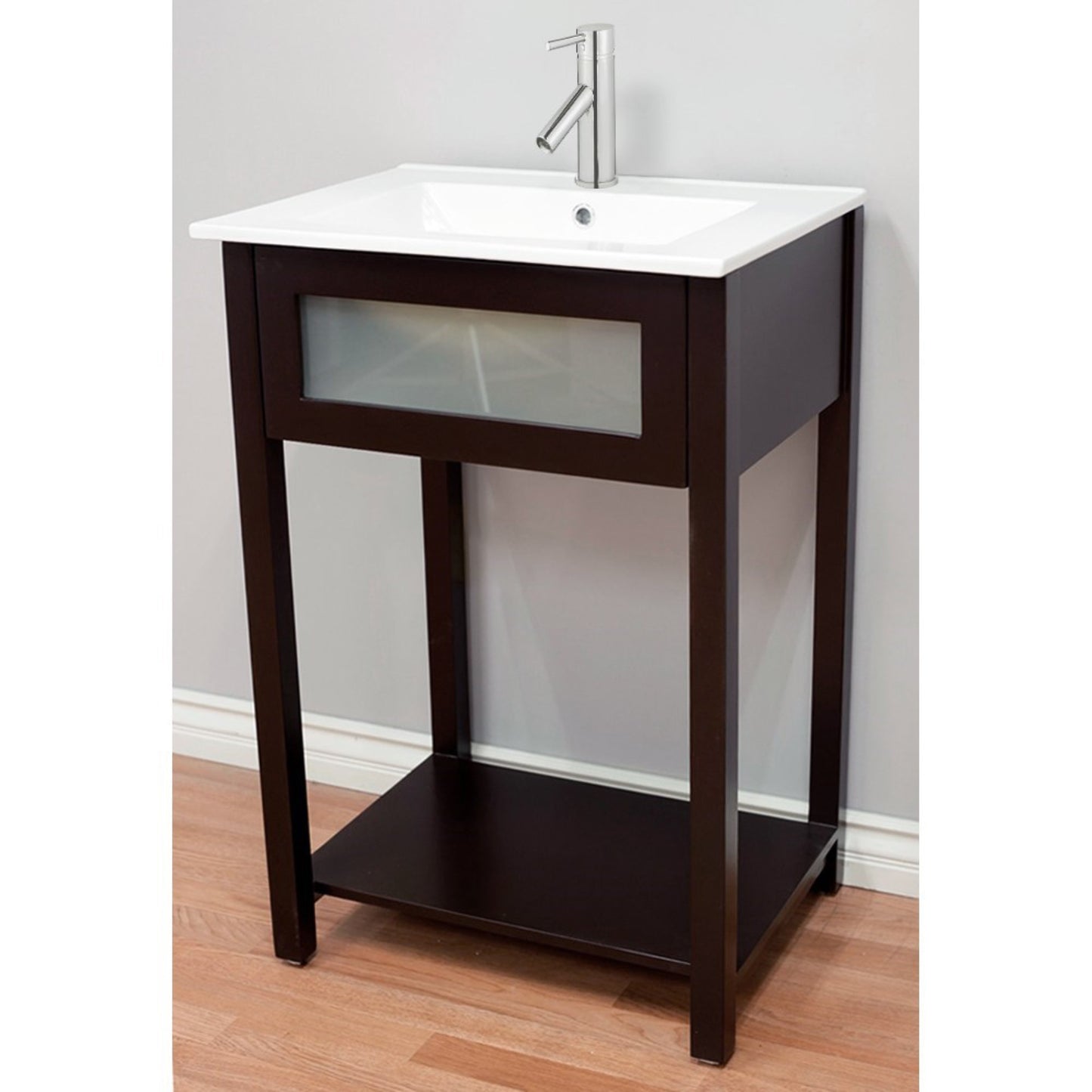 24" Single sink vanity manufactured wood espresso