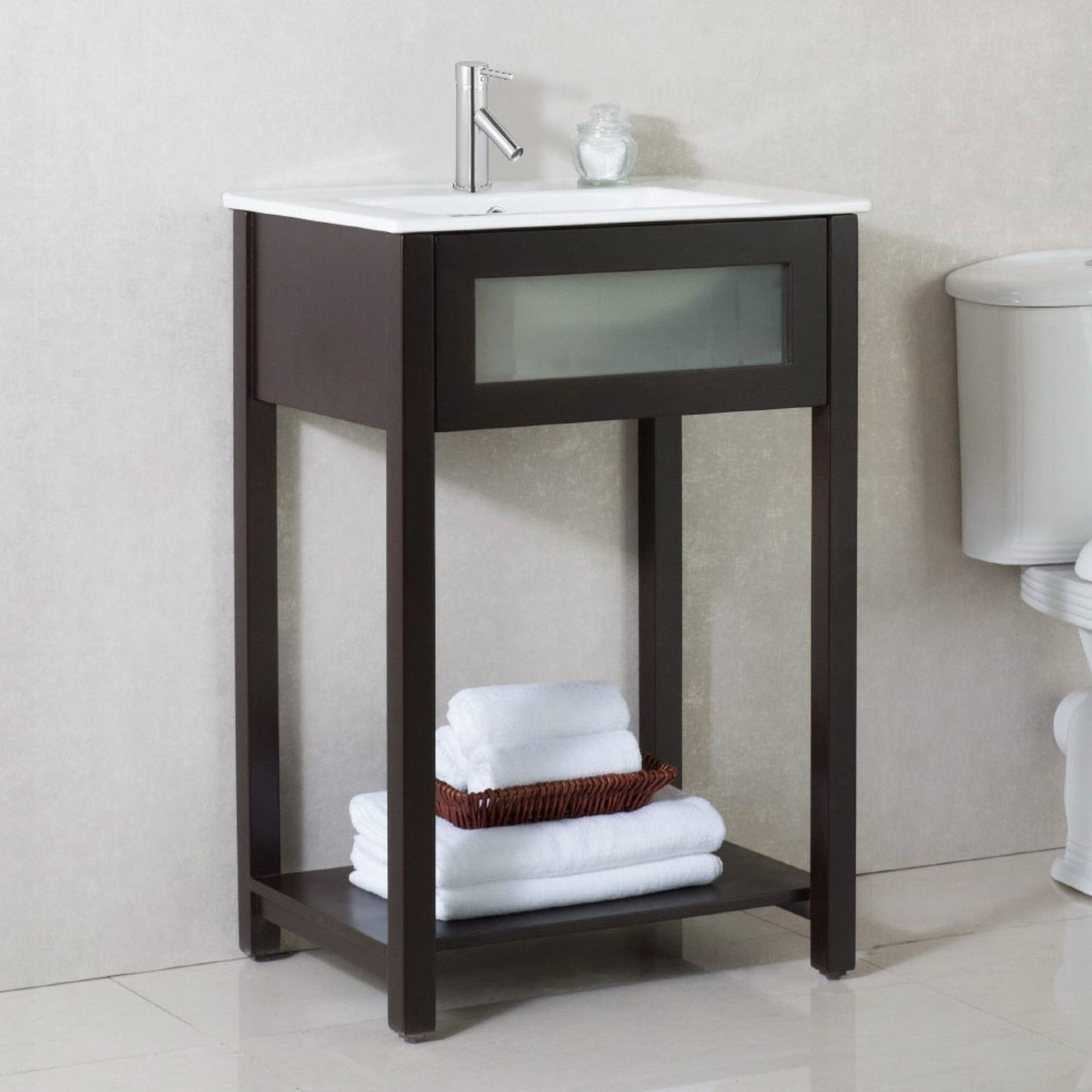 24" Single sink vanity manufactured wood espresso