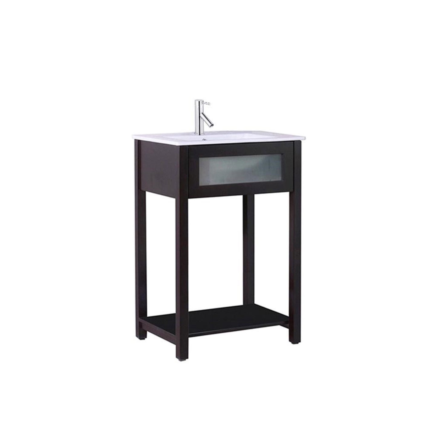 24" Single sink vanity manufactured wood espresso