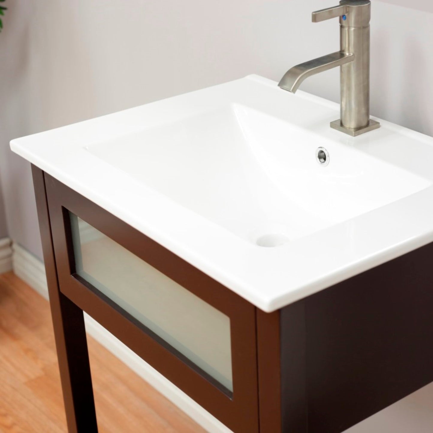 24" Single sink vanity manufactured wood espresso