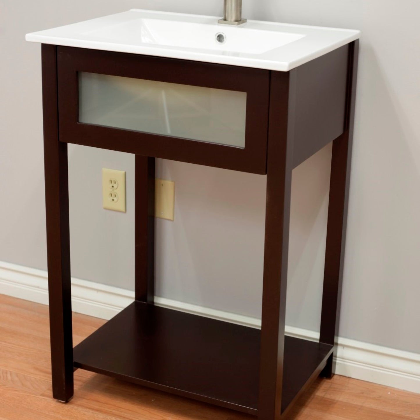 24" Single sink vanity manufactured wood espresso