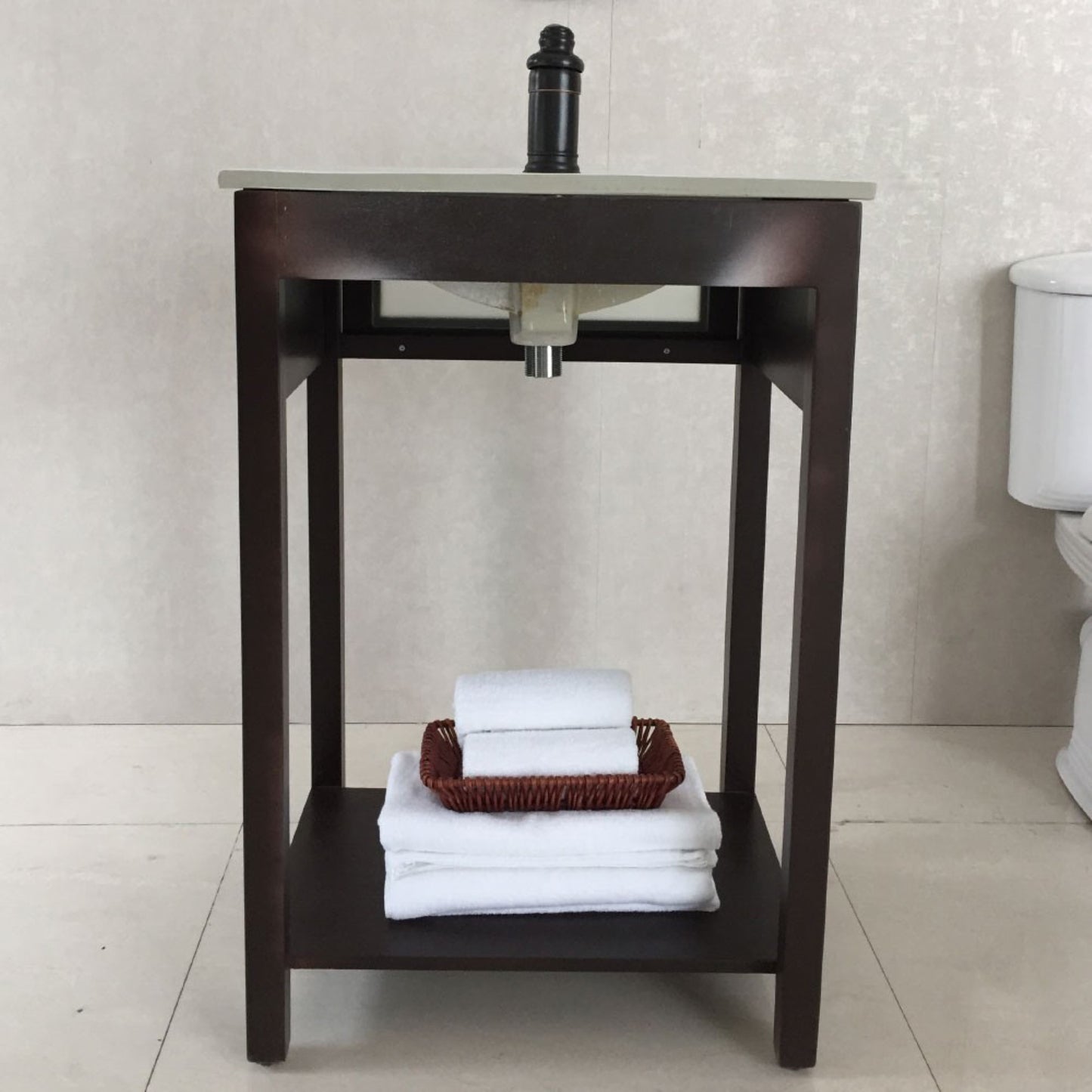 24" Single sink vanity manufactured wood espresso