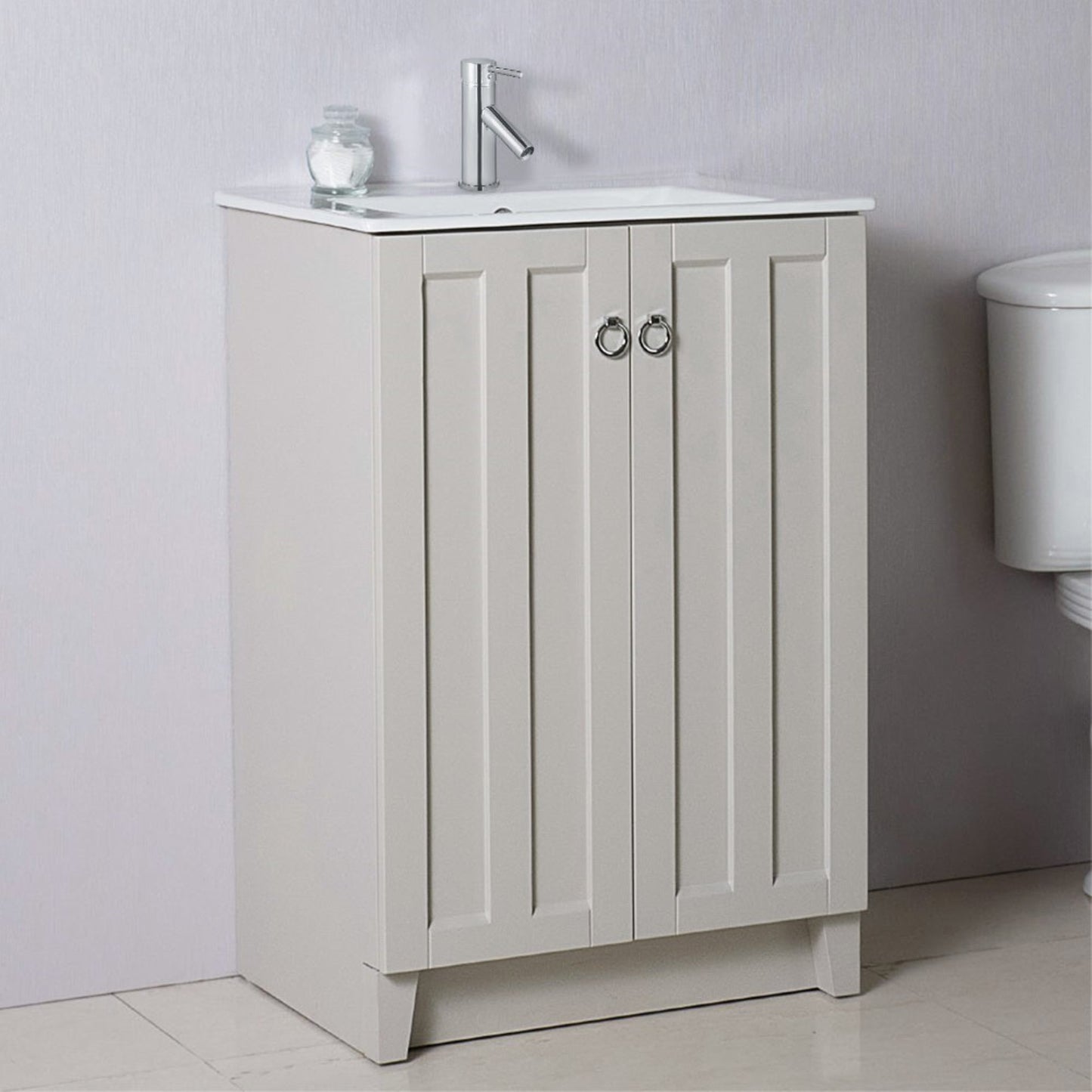 24" Single sink vanity manufactured wood light gray