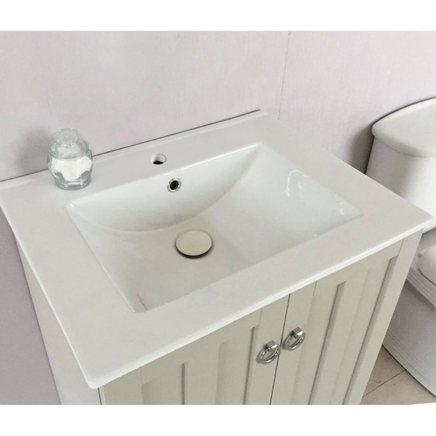 24" Single sink vanity manufactured wood light gray