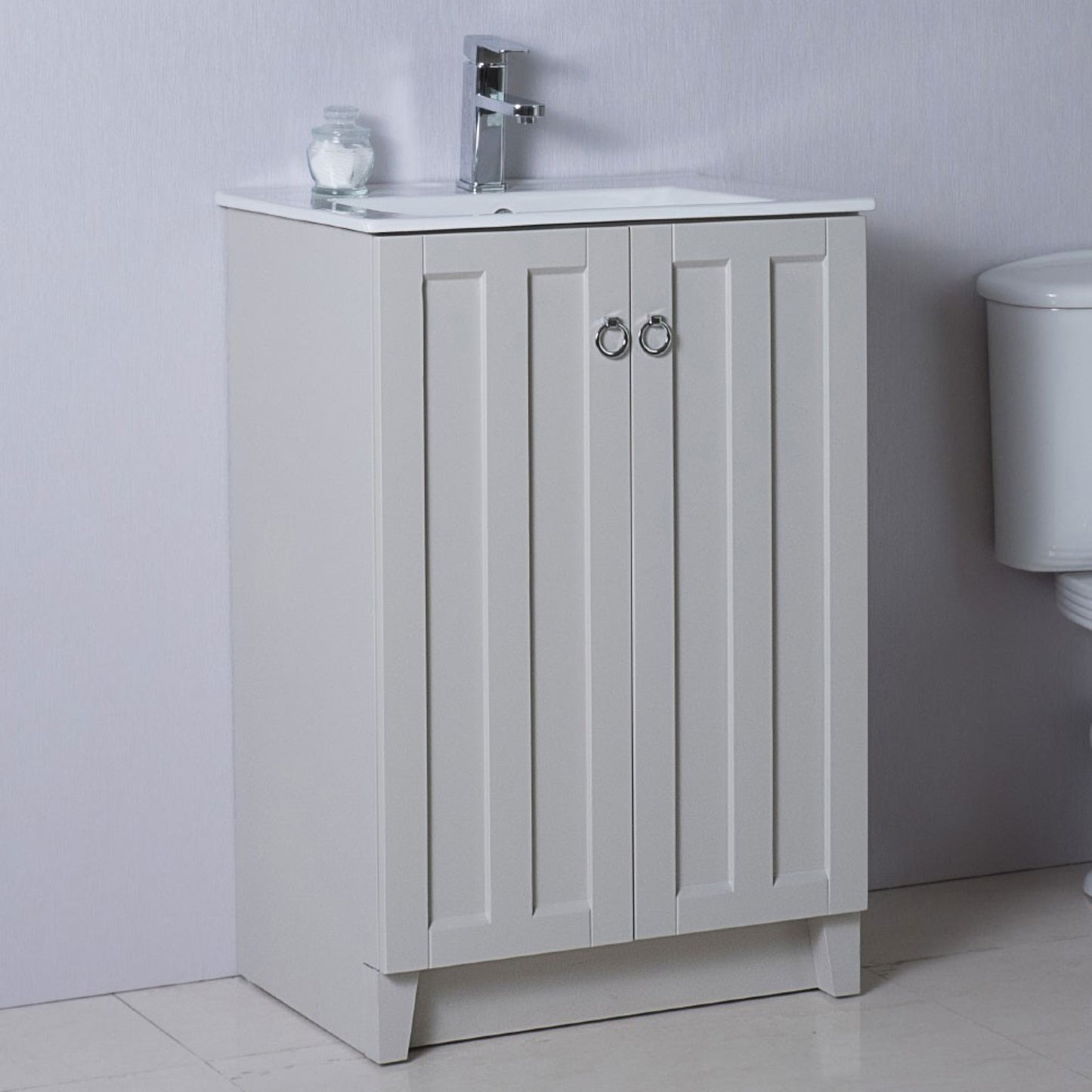 24" Single sink vanity manufactured wood light gray