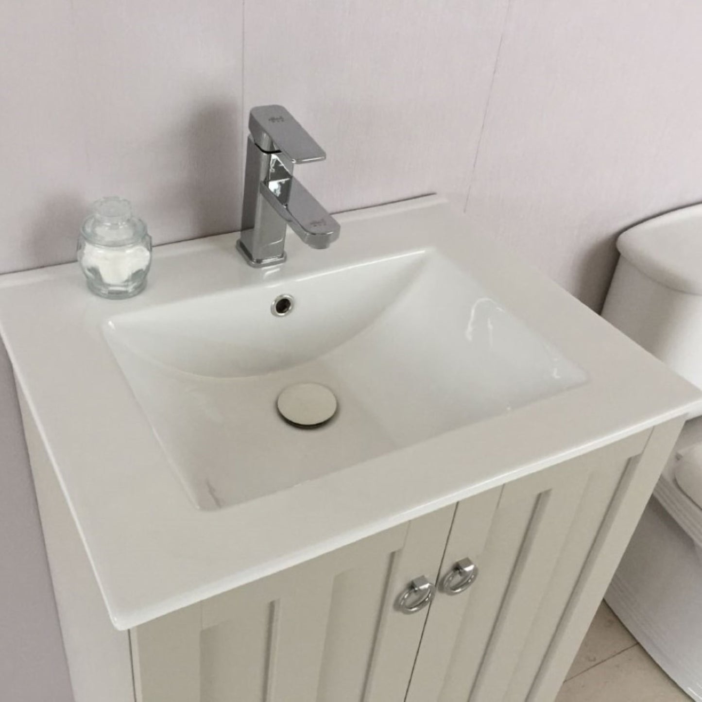 24" Single sink vanity manufactured wood light gray