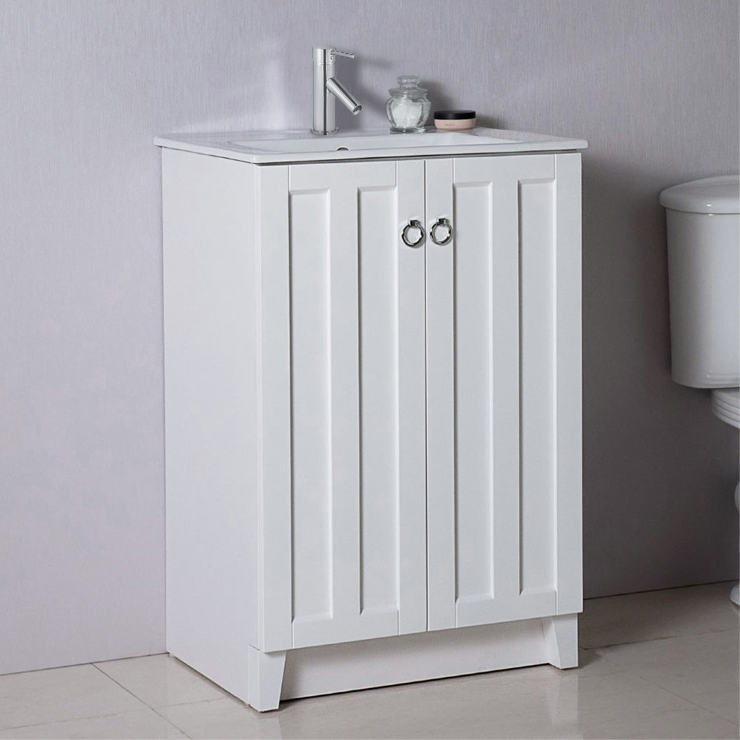 24" Single sink vanity manufactured wood white