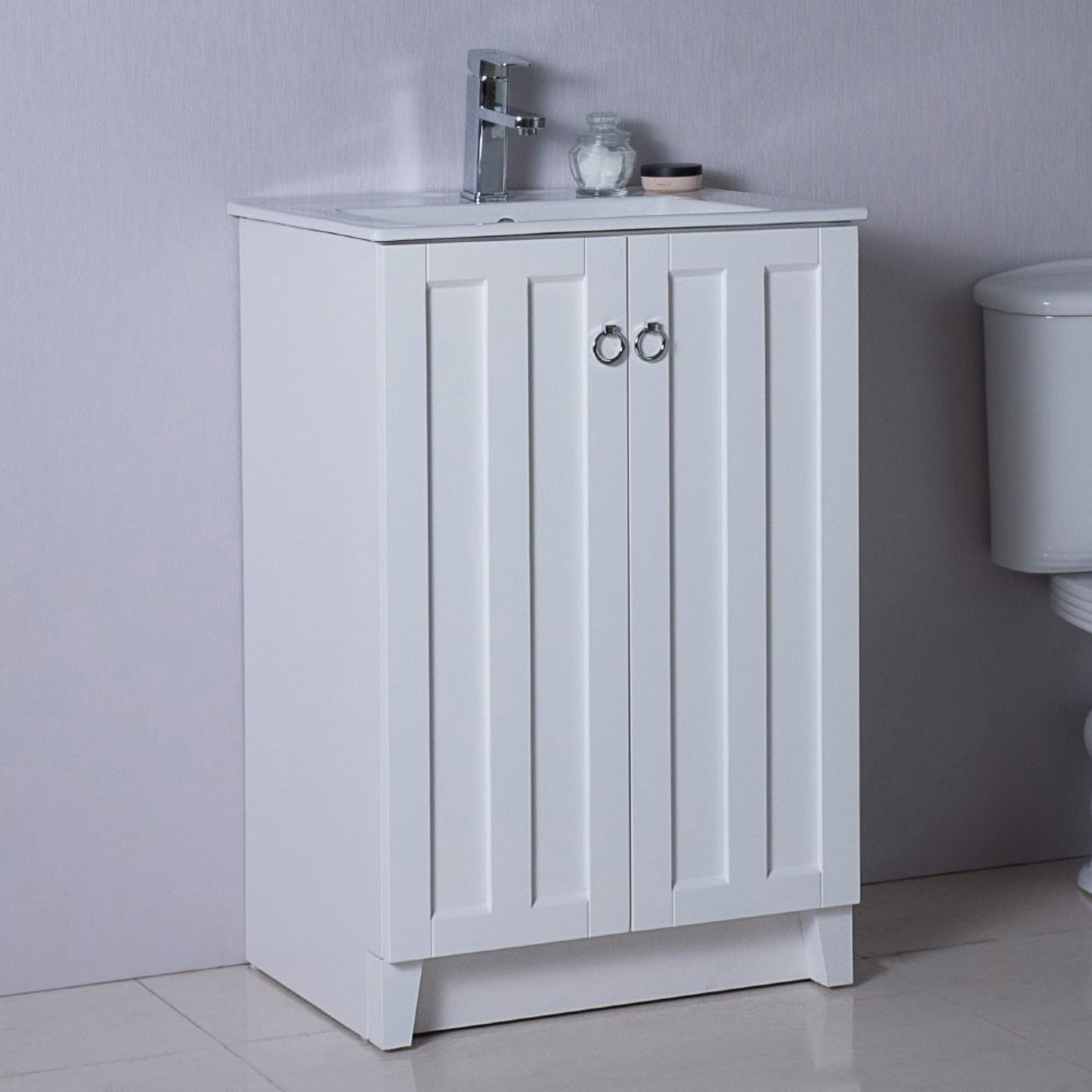 24" Single sink vanity manufactured wood white