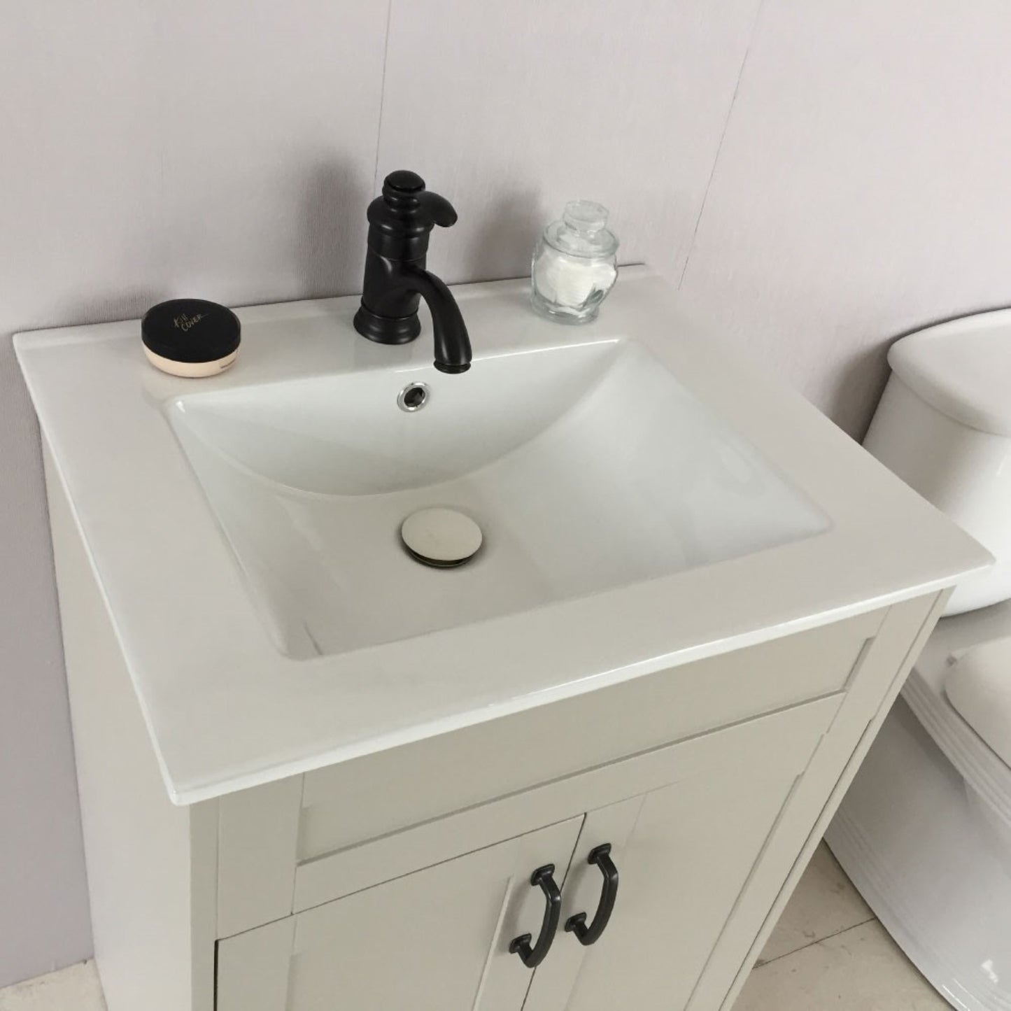 24" Single sink vanity manufactured wood light gray