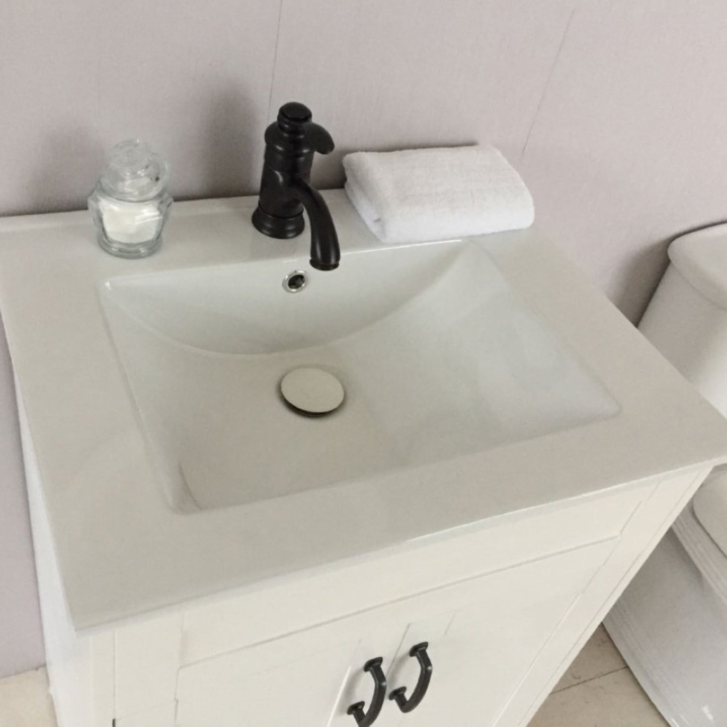 24" Single sink vanity manufactured wood white