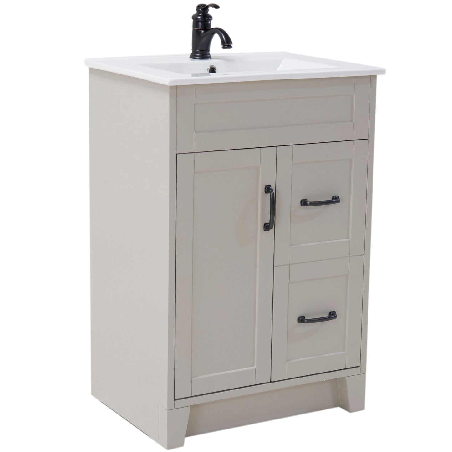24" Single sink vanity manufactured wood light gray