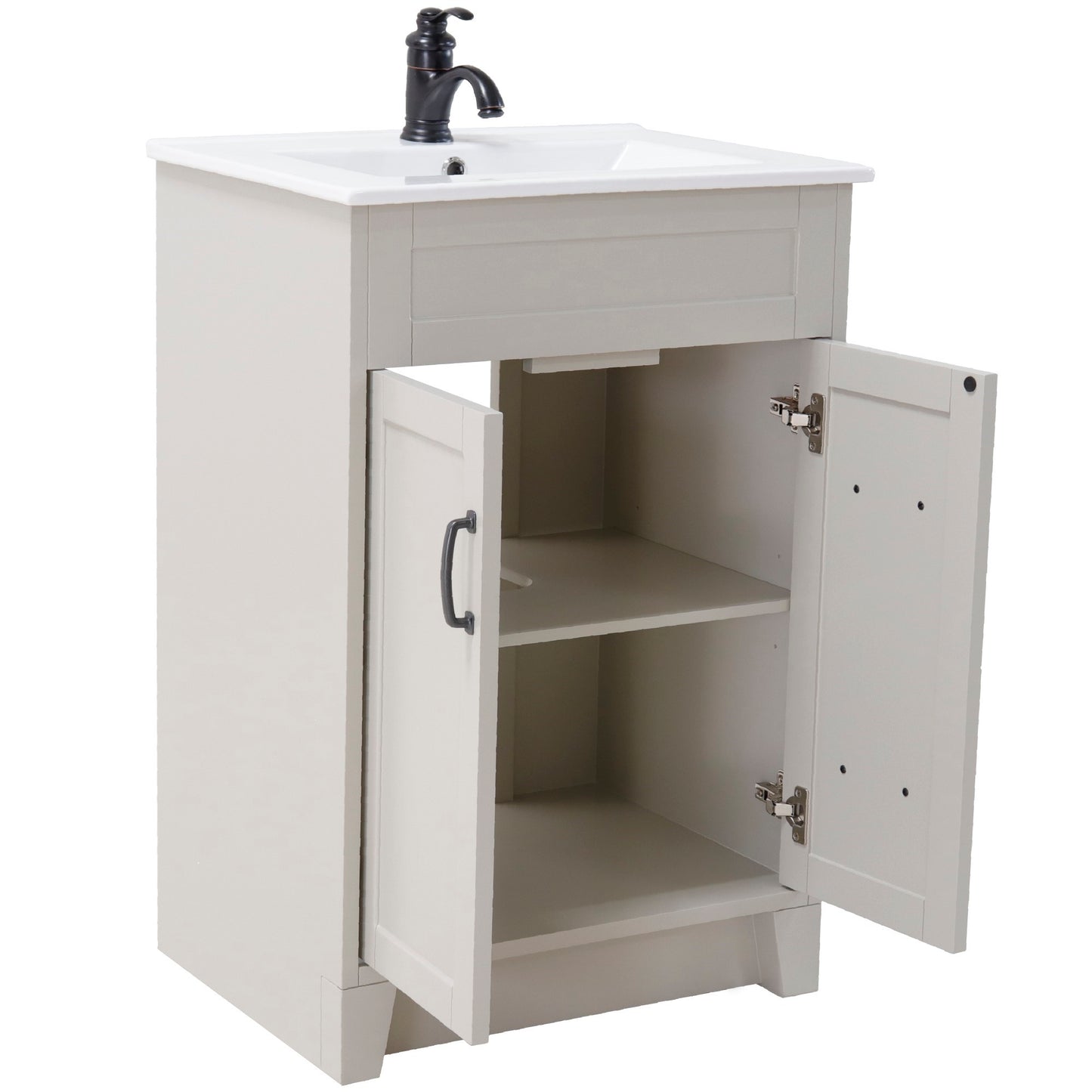 24" Single sink vanity manufactured wood light gray