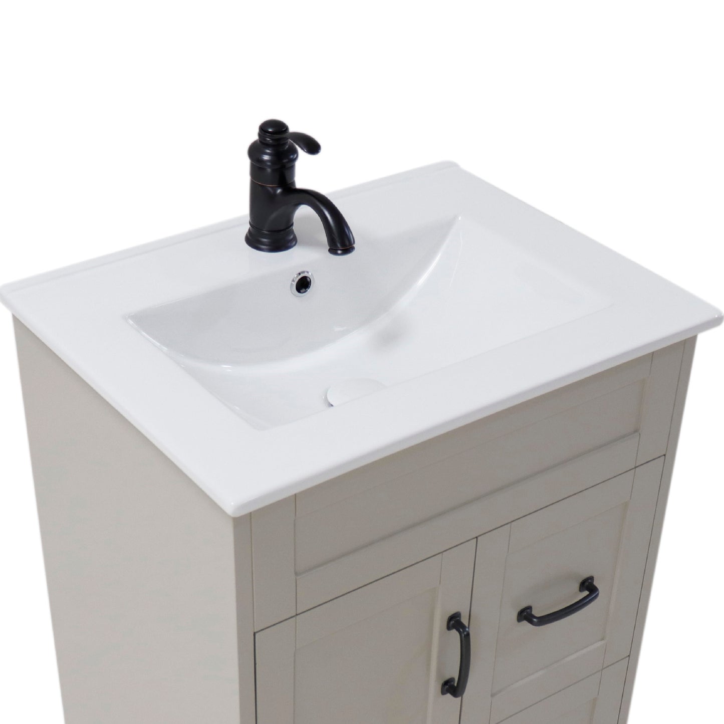 24" Single sink vanity manufactured wood light gray