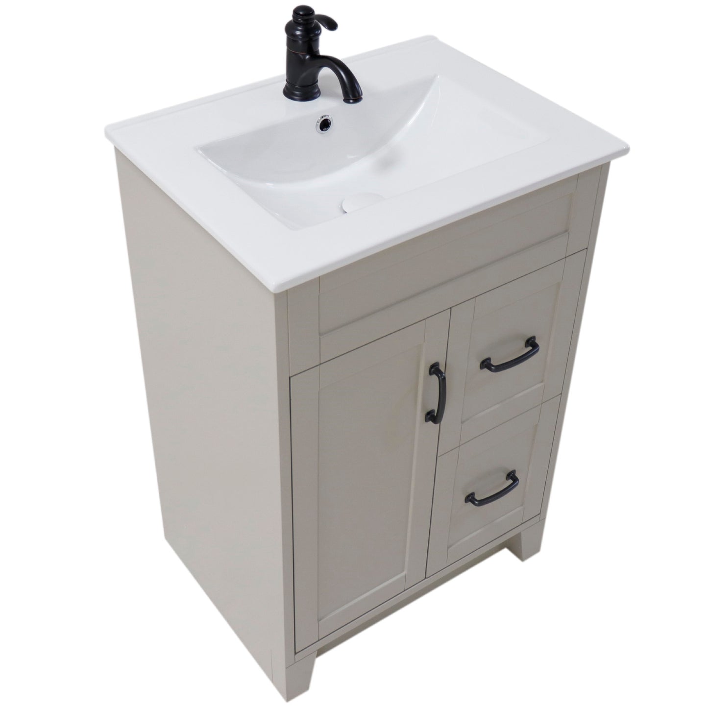 24" Single sink vanity manufactured wood light gray